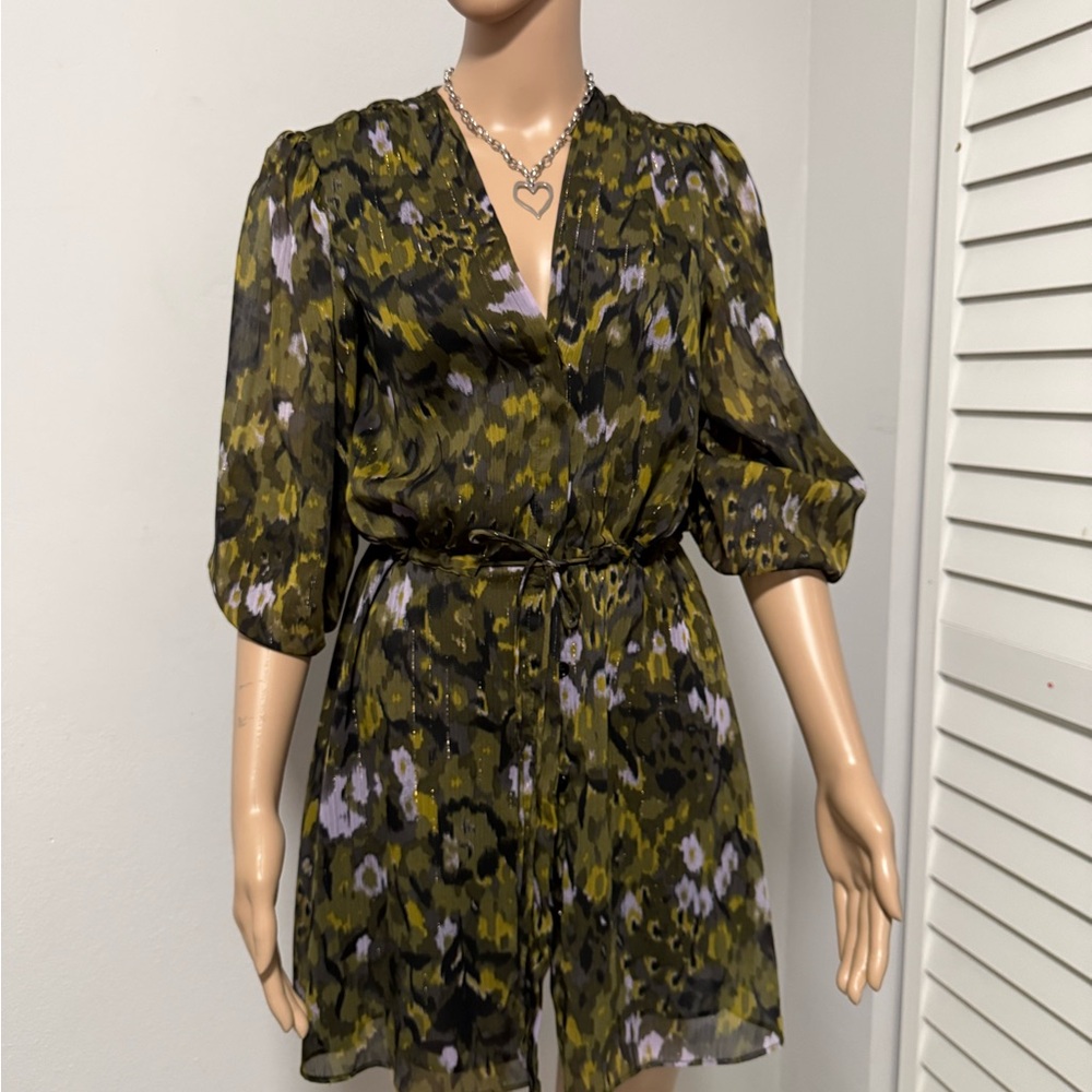 Zara Olive and Lavender Midi Dress